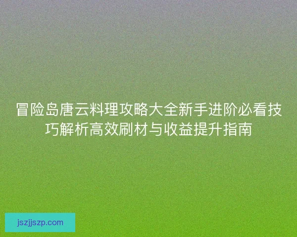 冒险岛唐云料理攻略大全新手进阶必看技巧解析高效刷材与收益提升指南
