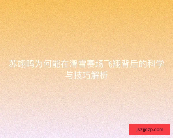苏翊鸣为何能在滑雪赛场飞翔背后的科学与技巧解析